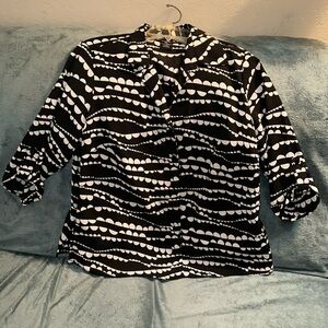 George 1X / 16W print pebbles 2-fer twinset black and white New